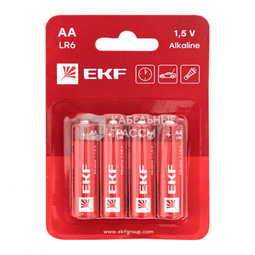 Батарейка алкалиновая типа АА(LR6) блистер 4шт. | LR6-BL4 | EKF