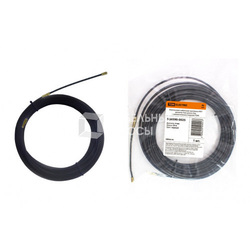 Нейлоновая кабельная протяжка НКП диаметр 4мм длина 25м с наконечниками (черная) | SQ0590-0025 | TDM