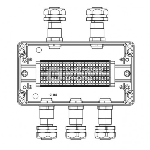 Взрывозащищенная клеммная коробка из алюминия TBE-A-14-(25xHMM.2)-2xKAEPM2MHK-20(A)-3xKAEPM2MHK-20(C)1Ex e IIC Т5 Gb / Ex tb IIICT95°C Db IP66 | 1201.