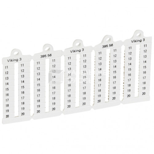 Листы с этикетками для клеммных блоков Viking 3 - вертикальный формат - шаг 5 мм - цифры от 10 до 20 | 039556 | Legrand