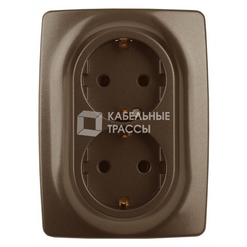 12-2108-13 Электроустановка ЭРА Розетка 2X2P+E Schuko со шторками, 16A-250В, IP20, Эра12, бронза | Б0036449 | ЭРА