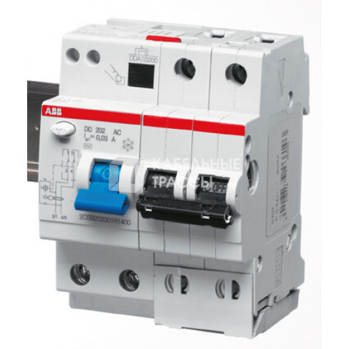 Автоматический выключатель дифференциального тока DS202 M 2п 50А C 30мА тип AC (4 мод) | 2CSR272001R1504 | ABB
