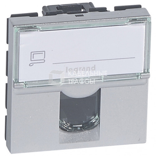 Розетка RJ 45 - Программа Mosaic - категория 6 - UTP - 2 модуля - алюминий - LCS? | 079464 | Legrand
