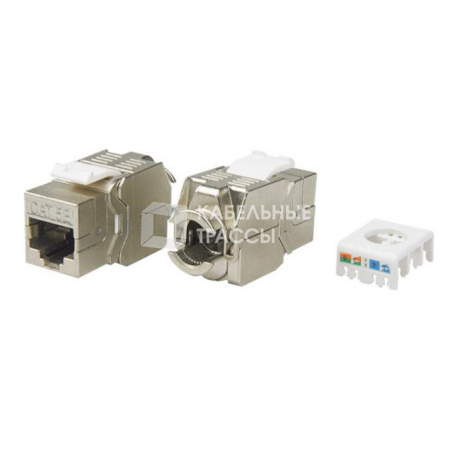 KJ8-8P8C-C5e-180-TLS-SH-F-WH Вставка Keystone Jack RJ-45(8P8C), категория 5e, экранированная, тип 180 градусов, Toolless, белая | 426191 | Hyperline