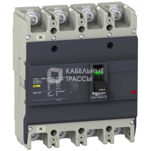 АВТ. ВЫКЛ. EZC250 25 кА/415В 4П3Т 160 A | EZC250N4160 | Schneider Electric