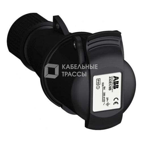 Розетка кабельная Easy&Safe 232EC9B,32А,2P+E,IP44,9ч,черн|2CMA103596R1000| ABB