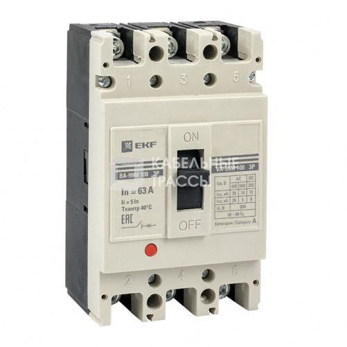 Выключатель автоматический ВА-99М 100/16А 4P 5In 35кА EKF PROxima | mccb99-4P5In100-16m | EKF