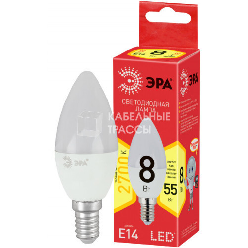 Лампа светодиодная RED LINE ECO LED B35-8W-827-E14 | Б0030018 | ЭРА