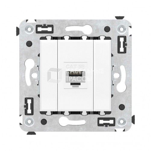 Компьютерная розетка RJ-45 без шторки в стену, кат.5е одинарная, 