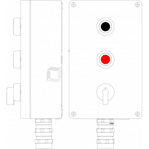 Ex пост управления из алюминия; 1Ex d e IIC Т4 Gb X / Ex tb IIIB T130°CDb X IP66; Кнопка черная, 2NO -1 шт; Кнопка красная,2NC -1 шт;Переключатель КВ
