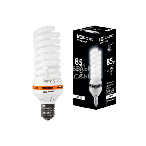 Лампа энергосберегающая КЛЛ 85Вт Е40 4200К cпираль FS 85х265мм | SQ0323-0075 | TDM