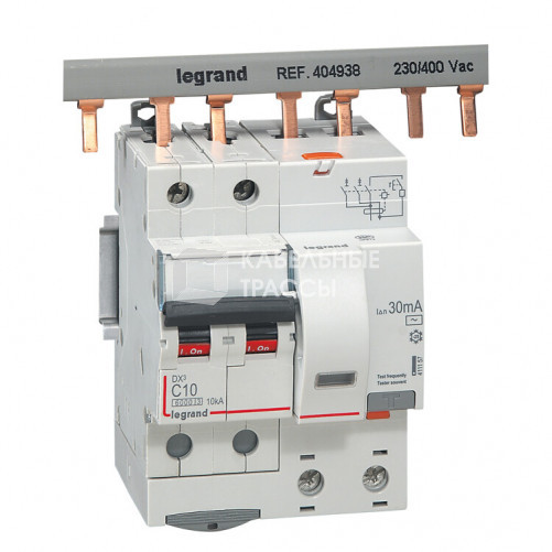 Выключатель автоматический дифференциального тока DX3 2п 10А C 30мА тип AC (4 мод) | 411157 | Legrand