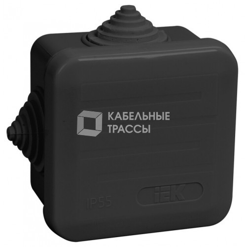 Коробка расп. КМ41236 70х70х40мм IP44 4 вв. черная | UKO21-070-070-040-K02-44 | IEK