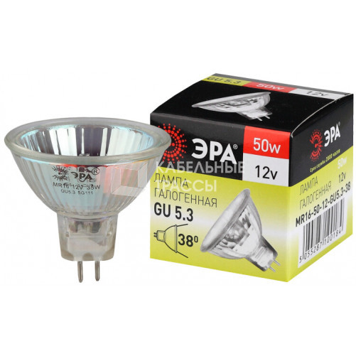 Лампа светодиодная GU5.3-MR16-50W-12V-CL (галоген, софит, 50Вт, нейтр, GU5.3) (10/200/4800) | Б0051798 | ЭРА