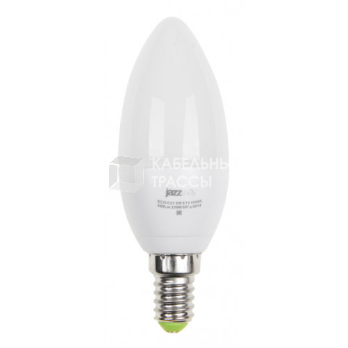 Лампа светодиодная LED 5Вт E14 220В 3000К PLED- ECO-C37 свеча | 1036834A | Jazzway