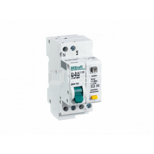 Выключатель автоматический дифференциального тока ДИФ-102 1п+N 40А C 30мА тип AC | 16007DEK | DEKraft