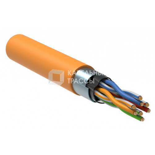 Кабель связи витая пара F/UTP, кат.5E 4x2х24AWG solid, LSZH, 305м, оранжевый | LC1-C5E04-327 | ITK