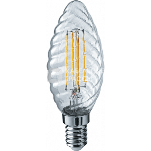 Лампа светодиодная LED 4Вт Е14 230В 2700К NLL-F-TC35-4-230-2.7K-E14 свеча витая прозрачная | 71311 | Navigator