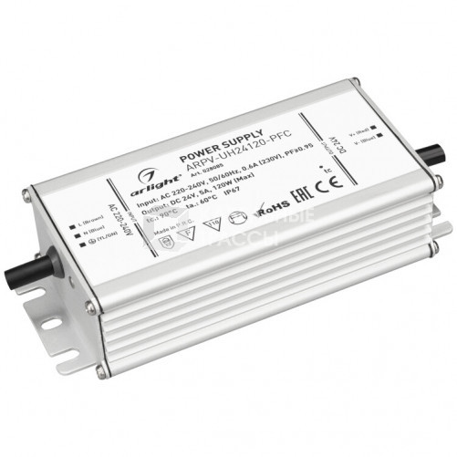 Блок питания ARPV-UH24120-PFC (24V, 5.0A, 120W) (Arlight, IP67 Металл, 7 лет) | 028085 | Arlight