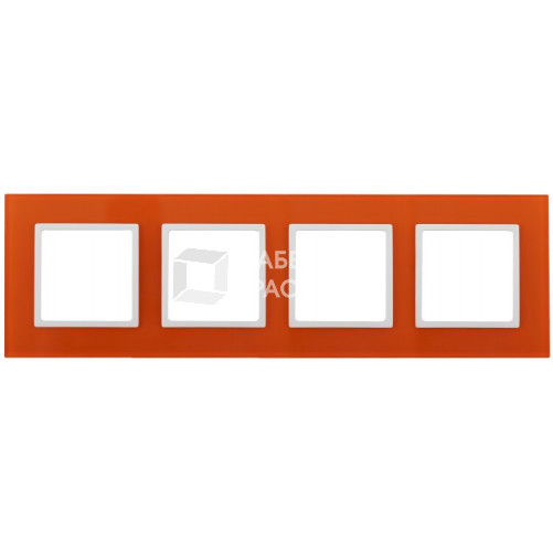 14-5104-22 Электроустановка ЭРА Рамка на 4 поста, стекло, Эра Elegance, оранжевый+бел | Б0034531 | ЭРА