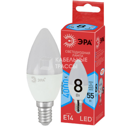 Лампа светодиодная RED LINE ECO LED B35-8W-840-E14 | Б0030019 | ЭРА