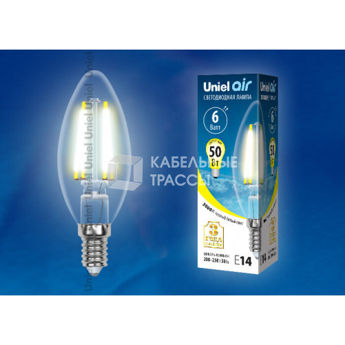 Лампа светодиодная LED-C35-6W/WW/E14/CL GLA01TR LED. 