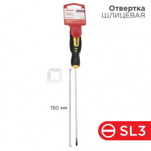 Отвертка шлицевая SL 3х150 мм, двухкомпонентная рукоятка | 12-6422 | REXANT