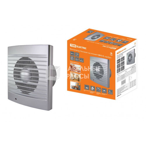 Вентилятор бытовой настенный 120 С-5, серебро | SQ1807-0123 | TDM