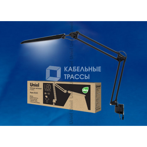 Светильник настольный TLD-524 Black/8W/ на струбцине/LED/500Lm/4500K/Dimmer/Цвет-черный | 10608 | Uniel