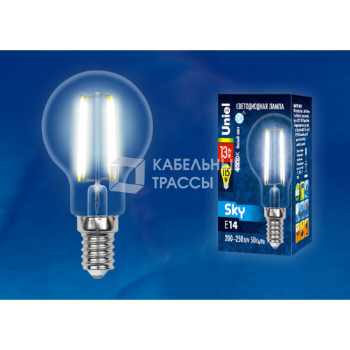 Лампа светодиодная LED-G45-13W/4000K/E14/CL PLS02WH LED. 