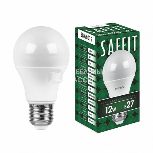 Лампа светодиодная SBA6012 12W 6400K 230V E27 A60 | 55009 | SAFFIT