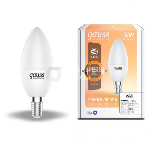 Лампа светодиодная Smart Home DIM E14 C37 5 Вт 2700К 1/10/40 | 1100112 | Gauss