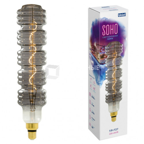 Лампа светодиодная LED-SF41-5W/SOHO/E27/CW CHROME/SMOKE GLS77CR LED SOHO. Хромированная/дымчатая колба. Спиральный филамент | UL-00005921 | Uniel