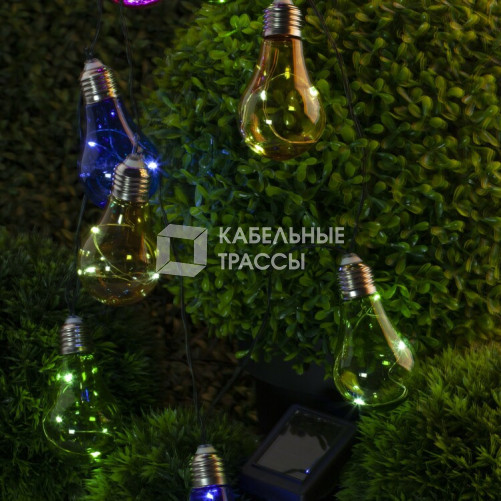 Светильник садовая гирлянда 10 подсвечиваемых светодиодами лампочек ERAGS024-03 длина 3,8 м, IP44 питание от солнечной батареи | Б0038505 | ЭРА
