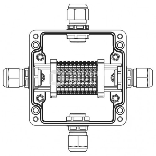 Взрывозащищенная клеммная коробка из полиэстера TBE-P-03-(10xCBC.2)-1xPABMP(A)-1xPABMP(B)-1xPABMP(C)-1xPABMP(D)1Ex e IIC Т5 Gb / Extb IIIC T95°C Db IP