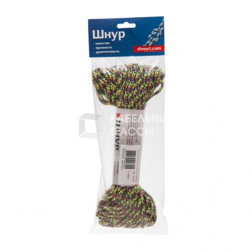 Шнур плетеный ПЭ 3,5 мм, 16-пряд, цветной, 30 м | 140355 | Tech-KREP