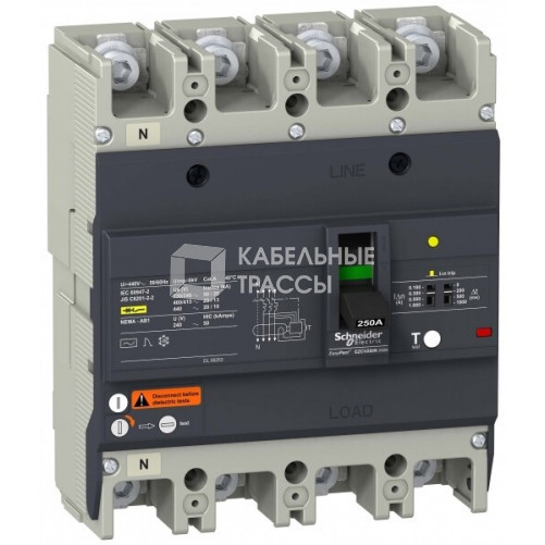 Автоматический выключатель с дифференциальной защитой 25кA 415В 4P 3Т 125А EasyPact EZC | EZCV250N4125 | Schneider Electric