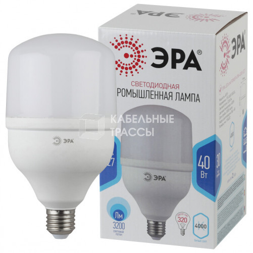 Лампа светодиодная LED POWER T120-40W-4000-E27 диод, колок, 40Вт, нейтр, E27 | Б0047732 | ЭРА