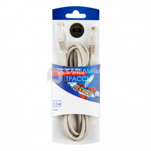 Пaтч-корд U/UTP, категория 5e, RJ45-RJ45, неэкранированный, PVC серый, 1,5м | 06-3202 | REXANT