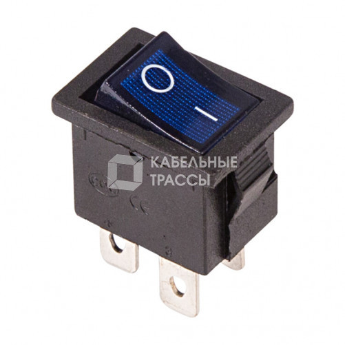 Выключатель клавишный 250V 6А (4с) ON-OFF синий с подсветкой Mini | 36-2191 | REXANT