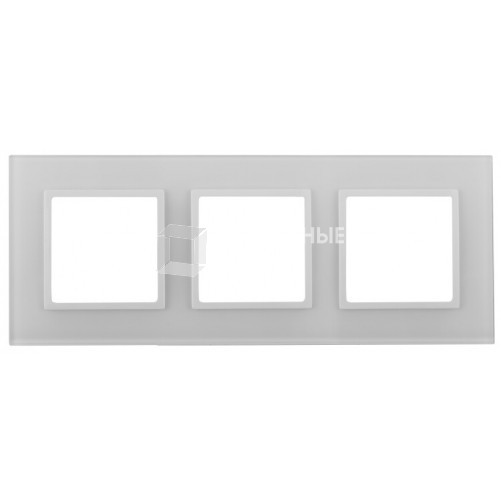Рамка для розеток и выключателей Elegance 14-5103-01 на 3 поста, стекло, Elegance, белый+белый | Б0059170 | ЭРА