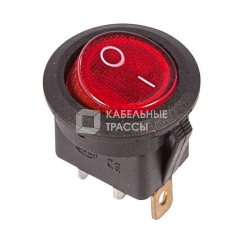 Выключатель клавишный круглый 250V 6А (3с) ON-OFF красный с подсветкой | 36-2570 | REXANT