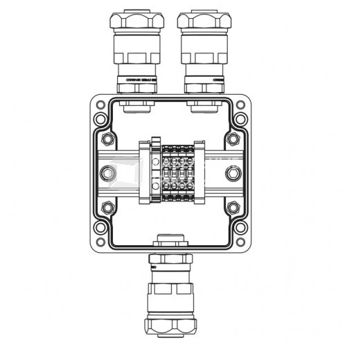 Коробка клеммная Ex из GRP; 1Ex e IIC T5 Gb IP66; Клеммы 4 кв.мм - 5шт.; А,C: ввод D10,5-18мм под небронир-ный кабель в металлорукаве Dt20мм. Ni -3