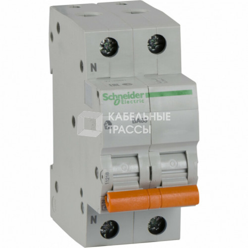 Выключатель автоматический двухполюсный (1п+N) ВА63 50А C 4,5кА | 11218 | Schneider Electric