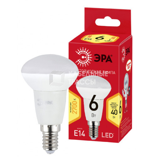 Лампа cветодиодная ECO LED R50-6W-827-E14 (диод, рефлектор, 6Вт, тепл, E14) (10/100/3600) | Б0020633 | ЭРА
