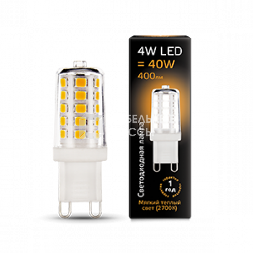 Лампа светодиодная LED 4Вт G9 AC185-265В 2700К керамика | 107309104 | Gauss