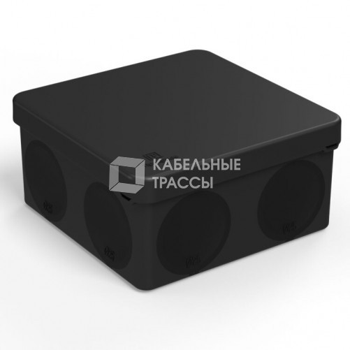 Коробка распределительная 100х100х50мм IP66 8 вводов черная для прямого монтажа двухкомпонентная безгалоген (HF) (66шт/кор) | 60-0300-9005 | Промрукав
