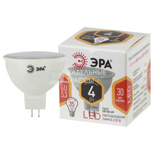 Лампа светодиодная LED 4Вт GU5.3 220В 2700К smd MR16 отражатель (рефлектор) | Б0017897 | ЭРА