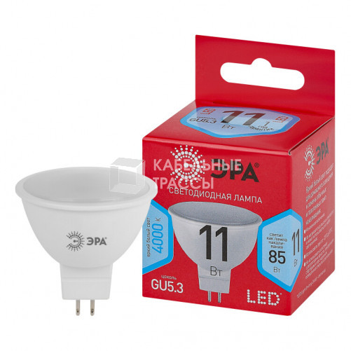 Лампа светодиодная RED LINE LED MR16-11W-840-GU5.3 R GU5.3 11 Вт софит нейтральный белый свет | Б0052441 | ЭРА