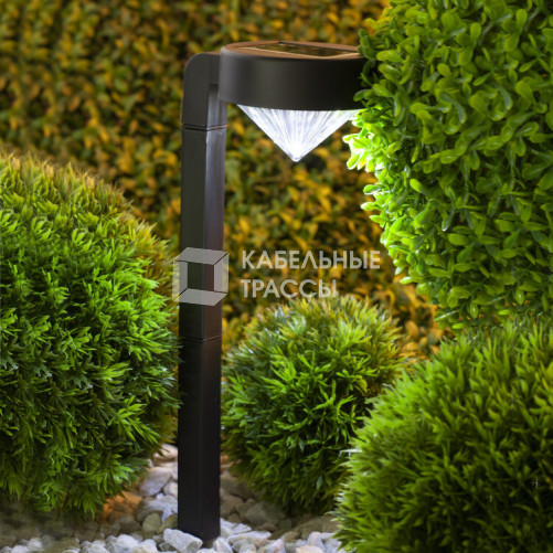 Cветильник садовый декоративный SL-PL42-DMD на солнечной батарее, пластик, черный, 42 см | Б0007511 | ЭРА